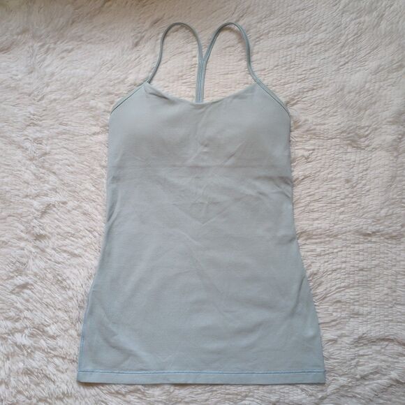 Lululemon Power Y Tank Luon Breezy Blue Size 4 Gym Workout Yoga - Picture 3 of 10